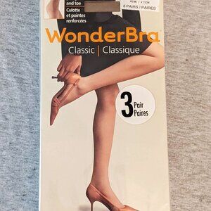 Pantyhose Wonderbra Classic Sheer Mink Sz C 1030-180 lb Nylon Spandex 3 Pair NOS